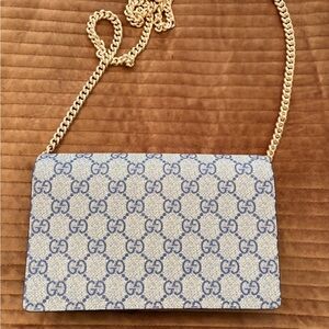 Blue and Gold Chain Shoulder Bag